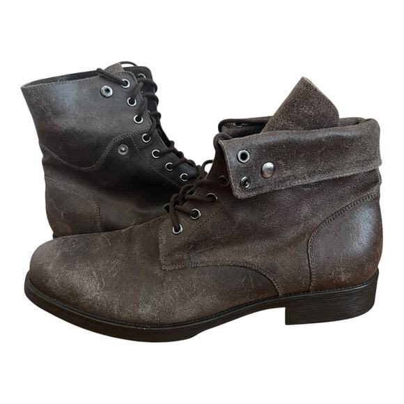 ASTON GREY Collection Brooklyn Gray Leather Combat Boots size 12 main image 5